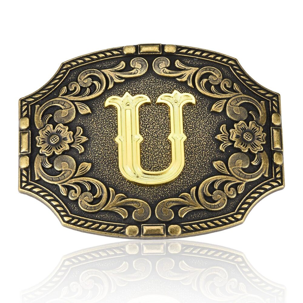 2035 Western Belt Buckle Initial Letters U Cowboy Rodeo Belt Buckles Cowboy